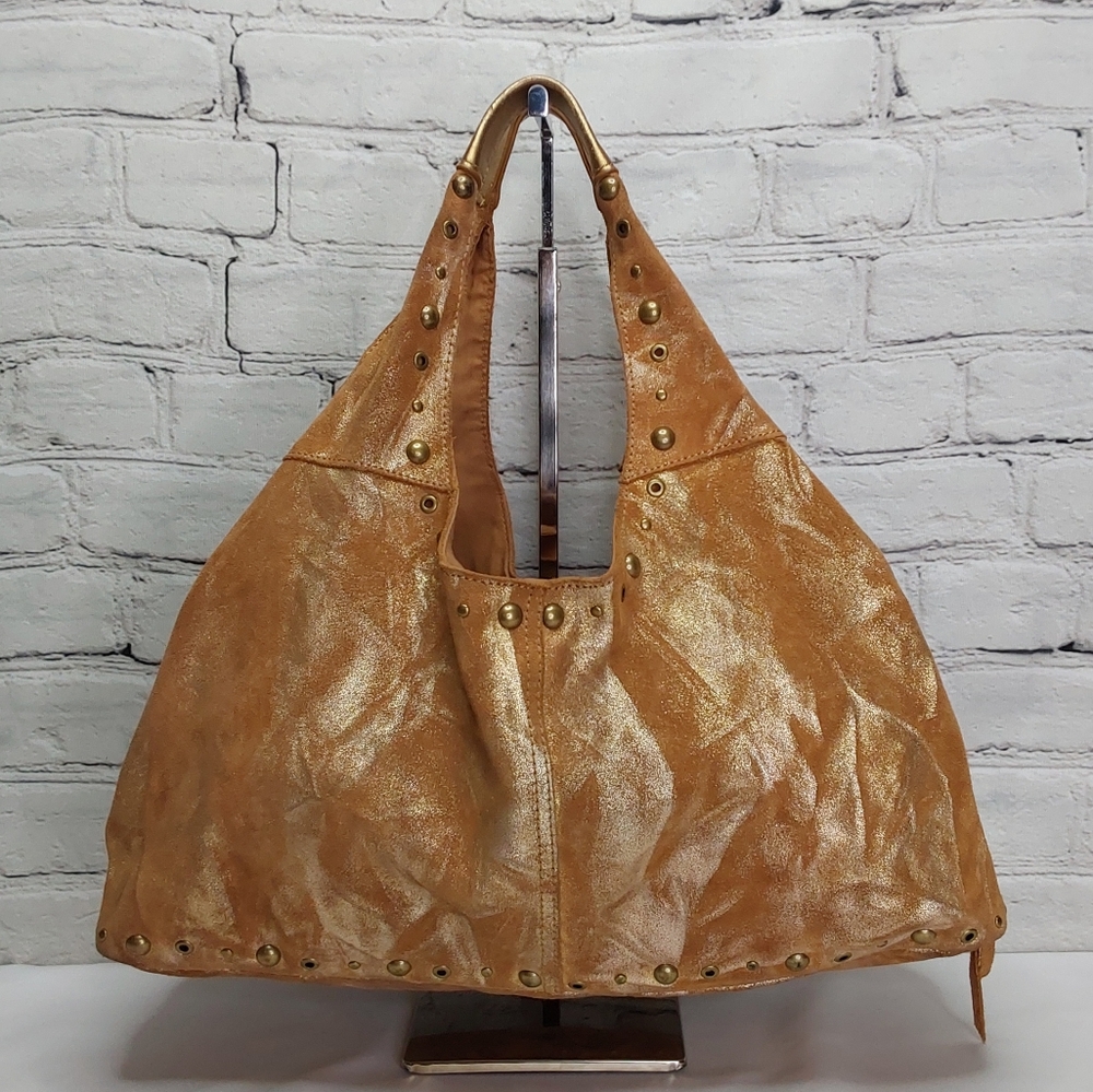 'THE LIMITED' GOLDEN GODDESS LEATHER HOBO STUDDED SHOULDER BAG TOP-ZIP - Picture 5 of 15